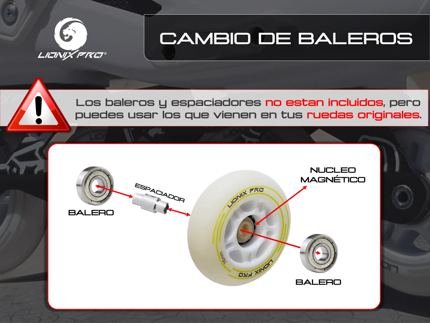 Set de 4 ruedas Nebular con luz LED - 54x32mm