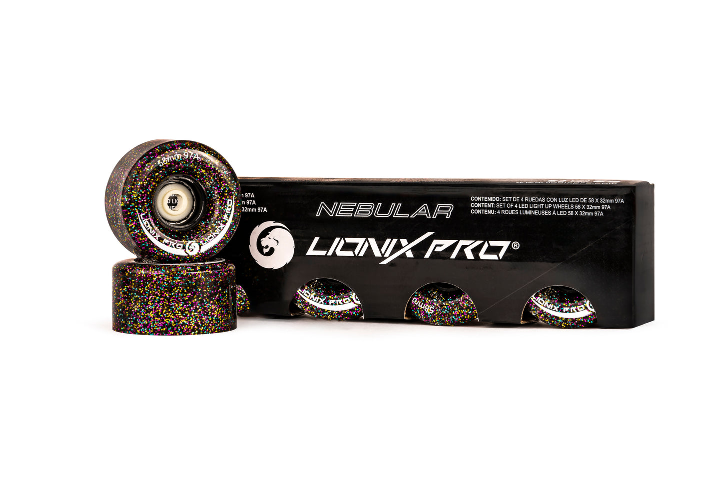 Ruedas Nebular - Universe Lionix Pro con luz LED 58x32mm 97A