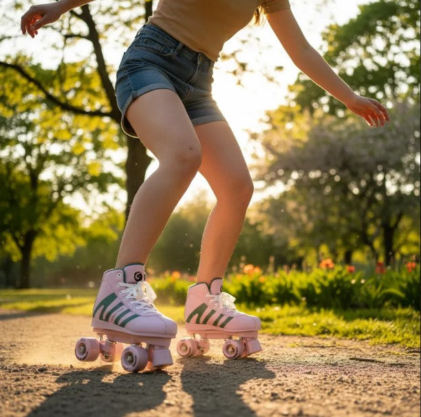 Patines quad Joy - Lavanda (incluye ruedas con luz led rosa)