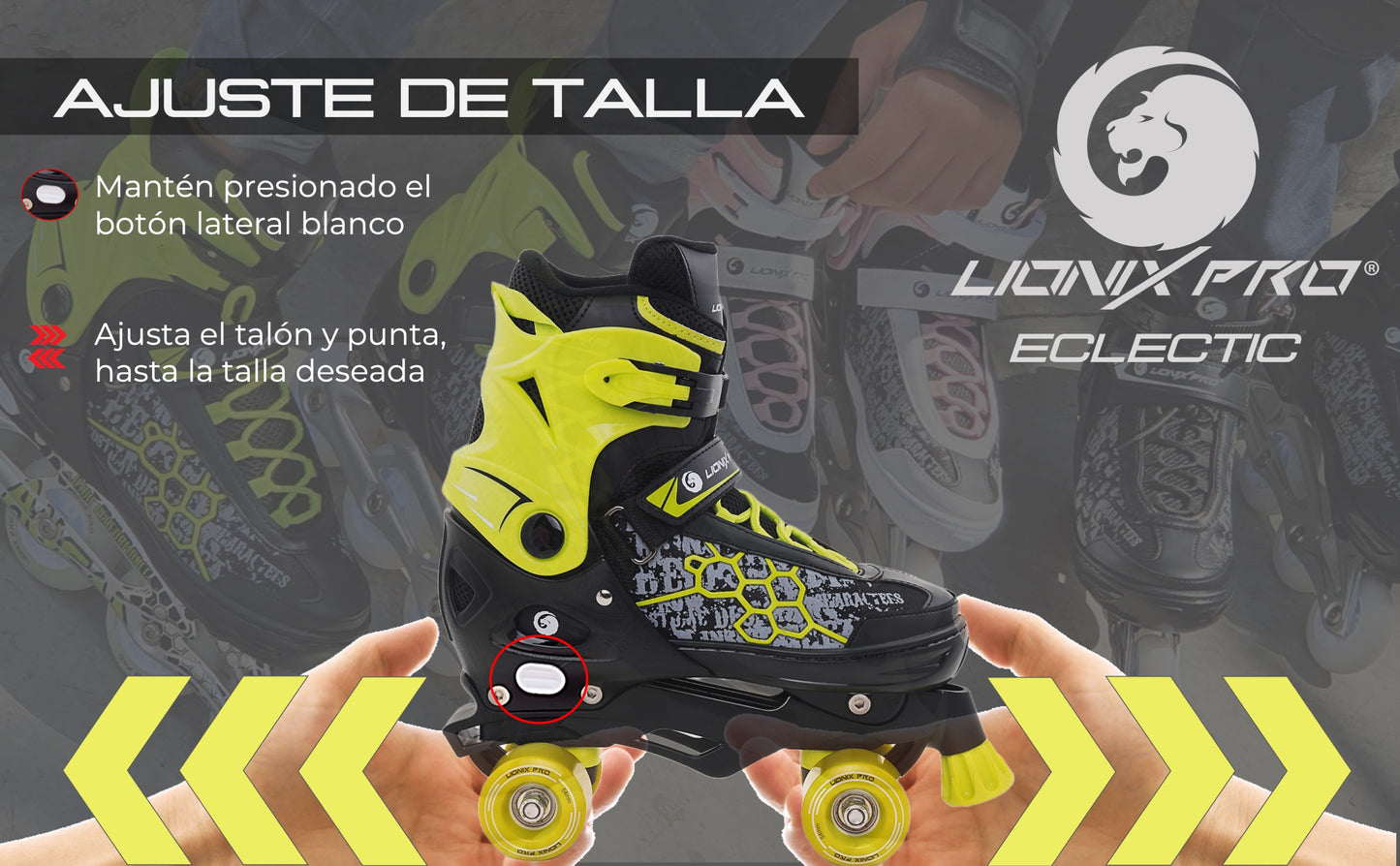 Patines 3 en 1 Eclectic, con luz LED - Rosa
