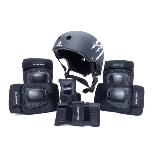 Set de casco y protectores Shield - Negro
