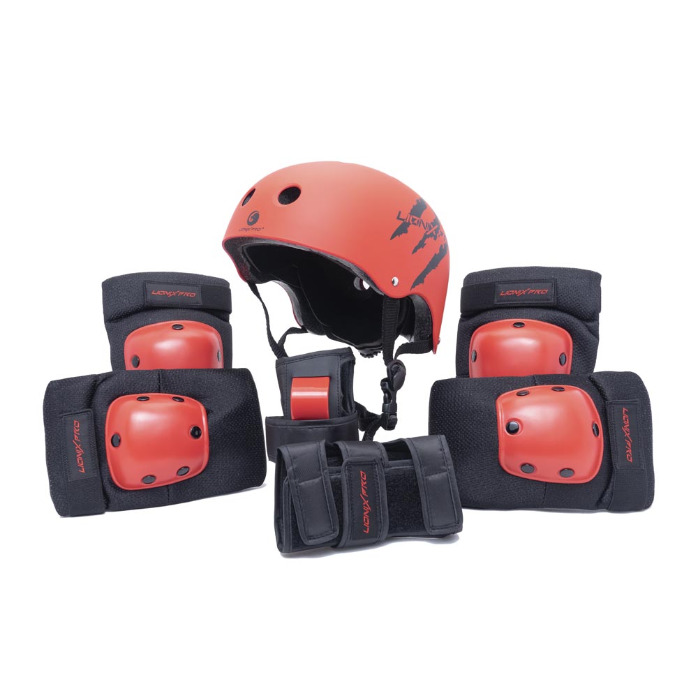 Set de casco y protectores Shield - Rojo
